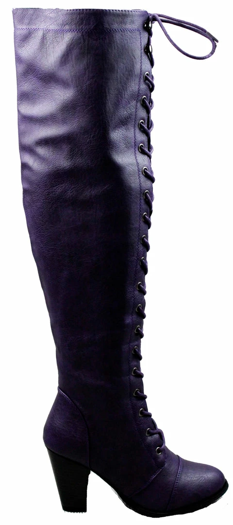 Forever Camila 48 Womens Lace Up Chunky Heel Thigh High Heeled Boots Women's 12 Forever Camila 48 Womens Lace Up Chunky Heel Thigh High Heeled Boots Women's