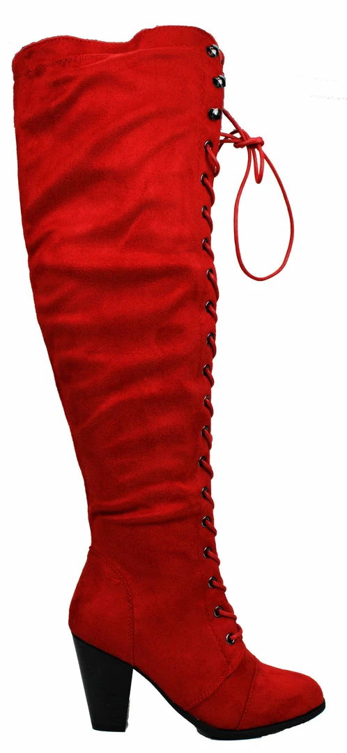 Forever Camila 48 Womens Lace Up Chunky Heel Thigh High Heeled Boots Women's 8 Forever Camila 48 Womens Lace Up Chunky Heel Thigh High Heeled Boots Women's