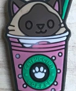 Pink Catpuccino Rubber Shoe Charms