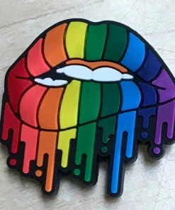 Rainbow Lips Rubber Shoe Charms
