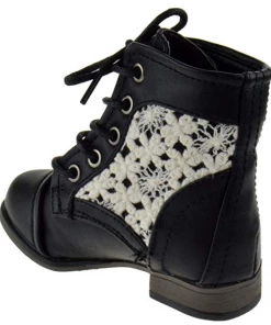 Link Baby Girl's Chapter 30KA Baby Girls Crochet Combat Lace Up Boots