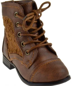 Link Baby Girl's Chapter 30KA Baby Girls Crochet Combat Lace Up Boots
