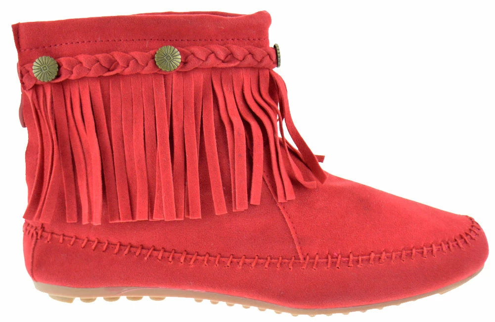 SBW Shoes Cherokee 01 Womens Fringe Moccasin Booties Women's 7 SBW Shoes Cherokee 01 Womens Fringe Moccasin Booties Women's