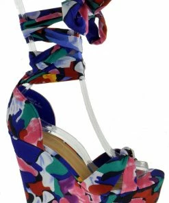 Bamboo Choice 63 Womens Floral Wrap High Heel Wedges Women's