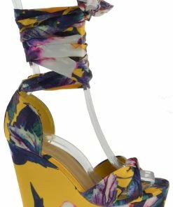 Bamboo Choice 63 Womens Floral Wrap High Heel Wedges Women's