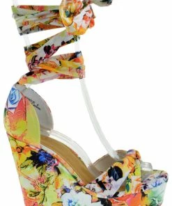 Bamboo Choice 63 Womens Floral Wrap High Heel Wedges Women's