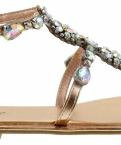 SBW Shoes Coastline 62S Womens Rhinestone Thong Flat Sandals Women's