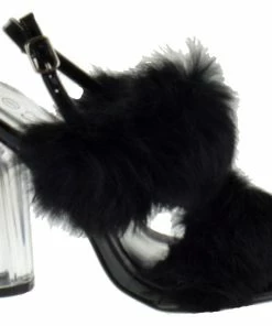 Forever LIQUIDATIONS! Create-88 Womens Faux Fur Strap Translucent Heel Sandals 5 Forever LIQUIDATIONS! Create-88 Womens Faux Fur Strap Translucent Heel Sandals