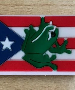 Puerto Rican Flag Frog Rubber Shoe Charms