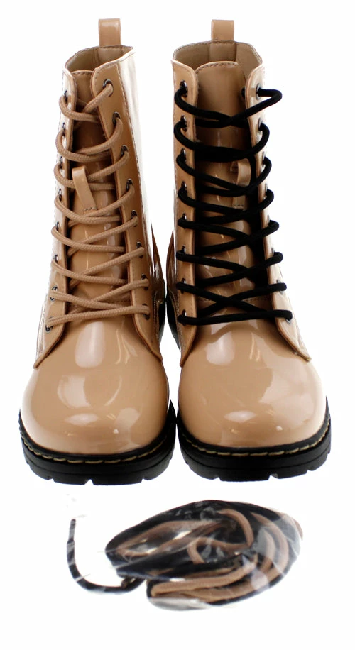 Shoe Dezigns Declyn 01 Womens Patent 2 Color Lace Combat Boots 34 Shoe Dezigns Declyn 01 Womens Patent 2 Color Lace Combat Boots