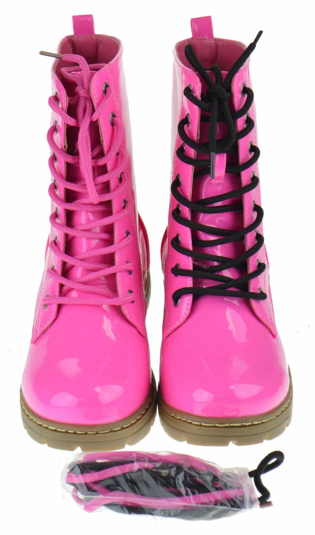 Shoe Dezigns Declyn 01 Womens Patent 2 Color Lace Combat Boots 1 Shoe Dezigns Declyn 01 Womens Patent 2 Color Lace Combat Boots