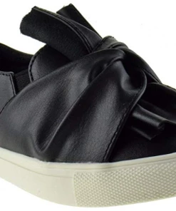 Link Desire 73k Girl's Bow Loafer Slip On Shoes Black
