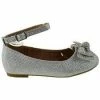 SBW Shoes Tilly 1K Girls Rhinestone Bow Ballet Flats