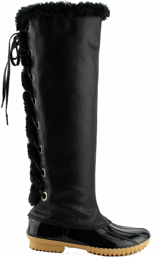 Nature Breeze Duck-15H Womens Tie Up Fur Inside Rain Boot 2 Nature Breeze Duck-15H Womens Tie Up Fur Inside Rain Boot