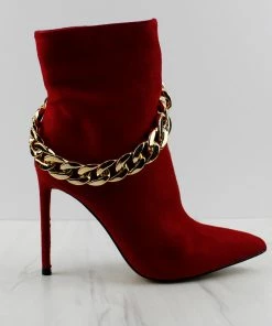 SHOE BARGAIN WAREHOUSE (WWW.SBWSHOES.COM) Condition 40 Women's Chain Embellished Stiletto Heeled Boots
