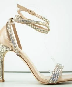 Bamboo Endless 44 Women's Strappy Rhinestone Dress Heeled Sandals