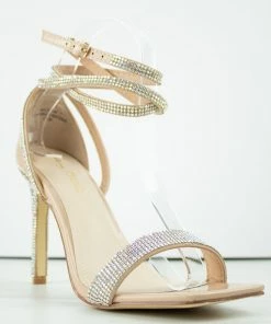 Bamboo Endless 44 Women's Strappy Rhinestone Dress Heeled Sandals