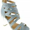 Bamboo Women's FRENZY 07S Womens Strappy Criss Cross Denim Chunky Sandals
