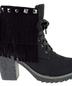 Nature Breeze Forest 03 Womens Fringe Heel Ankle Boots Women's