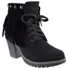 Nature Breeze Forest 03 Womens Fringe Heel Ankle Boots Women's