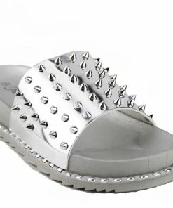 Forever Goth 36 Womens Spike Embellished Upper Band Slip On Sandals