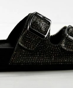 Lucky Top Hawk 27K Little Girls Double Rhinestone Band Buckle Embellished Slip On Sandals Girl's