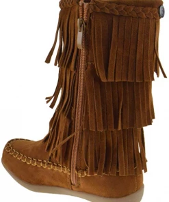Jelly Beans Hobo Little Girls 3 Layer Knee High Fringe Moccasin Boots Girl's