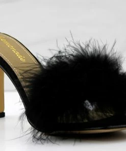 Lemonade Honeymoon Womens Faux Feahter Square Toe Heeled Sandals Women's