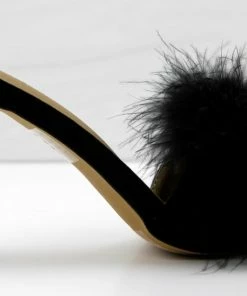 Lemonade Honeymoon Womens Faux Feahter Square Toe Heeled Sandals Women's