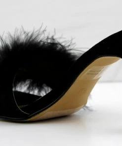 Lemonade Honeymoon Womens Faux Feahter Square Toe Heeled Sandals Women's