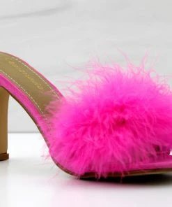 Lemonade Honeymoon Womens Faux Feahter Square Toe Heeled Sandals Women's