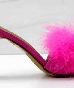 Lemonade Honeymoon Womens Faux Feahter Square Toe Heeled Sandals Women's