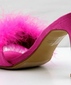 Lemonade Honeymoon Womens Faux Feahter Square Toe Heeled Sandals Women's