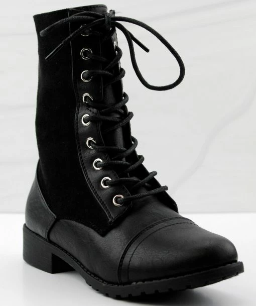 Forever Jalen 33 Women's Two Tone Lace Up Combat Boots