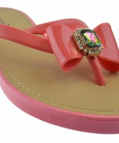 Nature Breeze Jubilee-02 Women's Jelly Rhinestone Comfort Flat Sandals