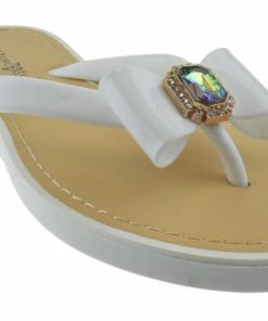Nature Breeze Jubilee-02 Women's Jelly Rhinestone Comfort Flat Sandals