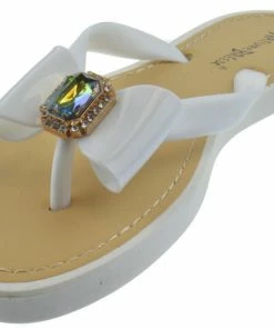 Nature Breeze Jubilee-02 Women's Jelly Rhinestone Comfort Flat Sandals