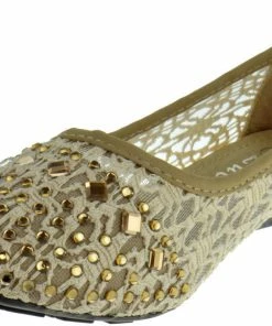 Lucita KD-12km Girl's Mesh Rhinestone Ballerina Flats