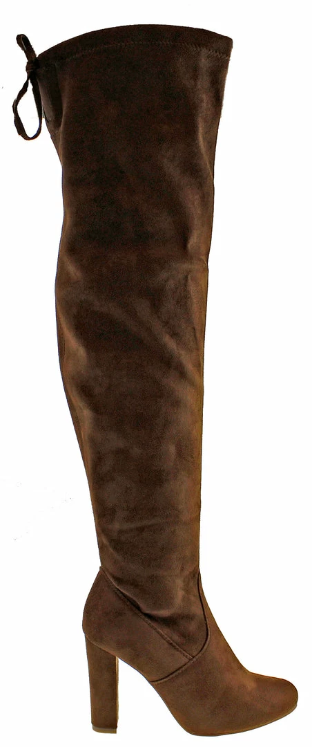 Top Moda Women's Keen 1 Womens Faux Suede Thigh High Heeled Boots 2 Top Moda Women's Keen 1 Womens Faux Suede Thigh High Heeled Boots