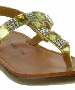 Lucky Top KM6 Baby Girls Rhinestone Thong Gladiator Sandals
