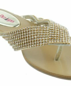 Shoe Dezigns Women's Kylie 09 Gladiator Rhinestone Thong Flat Sandals