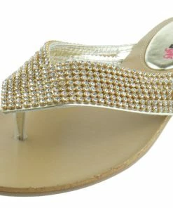 Shoe Dezigns Women's Kylie 09 Gladiator Rhinestone Thong Flat Sandals