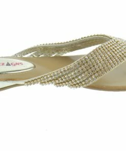 Shoe Dezigns Women's Kylie 09 Gladiator Rhinestone Thong Flat Sandals