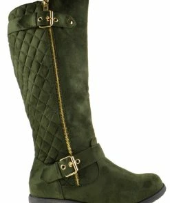 Forever Mango 23 Women's Suede Riding Knee High Buckle Boot