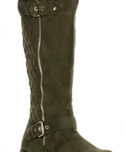 Forever Mango 23 Women's Suede Riding Knee High Buckle Boot