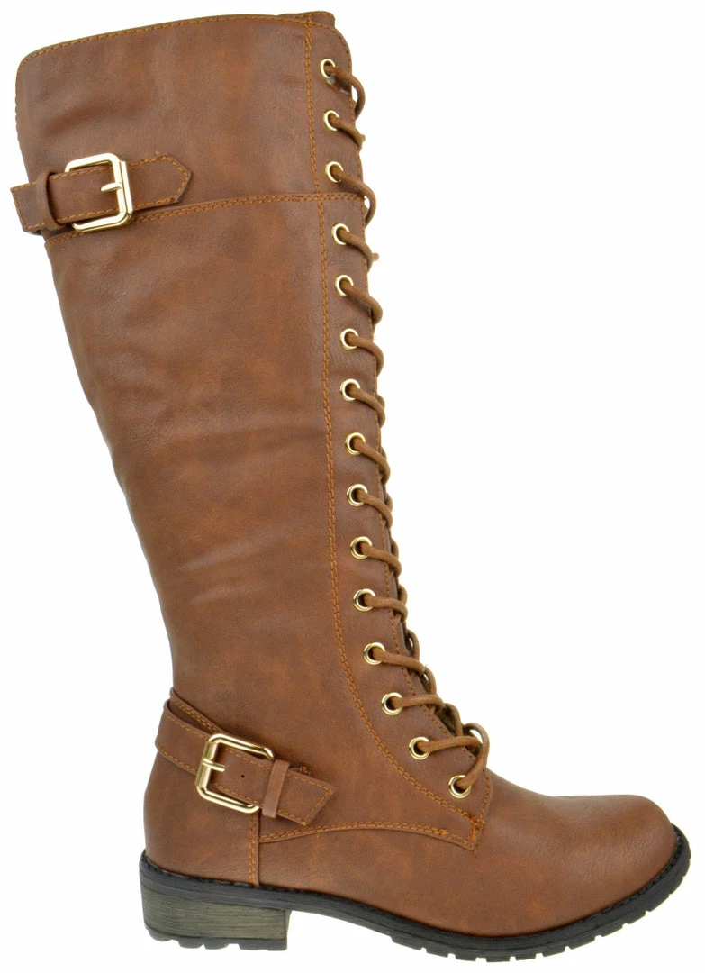 SBW Shoes Mango 27 Women's Lace-Up Knee High Combat Boot 2 SBW Shoes Mango 27 Women's Lace-Up Knee High Combat Boot