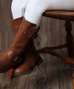 Link Mango 95K Little Girls Quilted Knee High Riding Zipper Boots Girl's