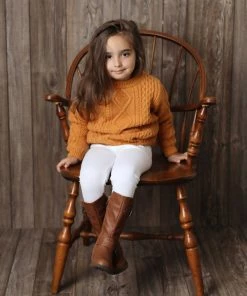 Link Mango 95K Little Girls Quilted Knee High Riding Zipper Boots Girl's