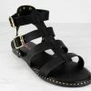 SHOE BARGAIN WAREHOUSE (WWW.SBWSHOES.COM) Minimal 58 Womens Open Toe Dual Buckle Studded Flat Caged Gladiator Sandals Women's