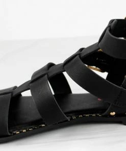 SHOE BARGAIN WAREHOUSE (WWW.SBWSHOES.COM) Minimal 58 Womens Open Toe Dual Buckle Studded Flat Caged Gladiator Sandals Women's
